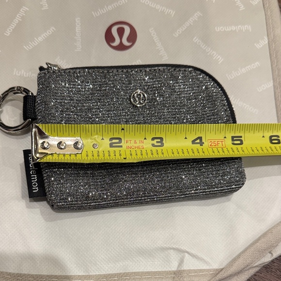 lululemon athletica Silver Metallic  Zip Card Pouch with shopping Bag. - Picture 7 of 8